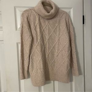 NWT Loft Cable Knit Turtleneck Tunic Sweater